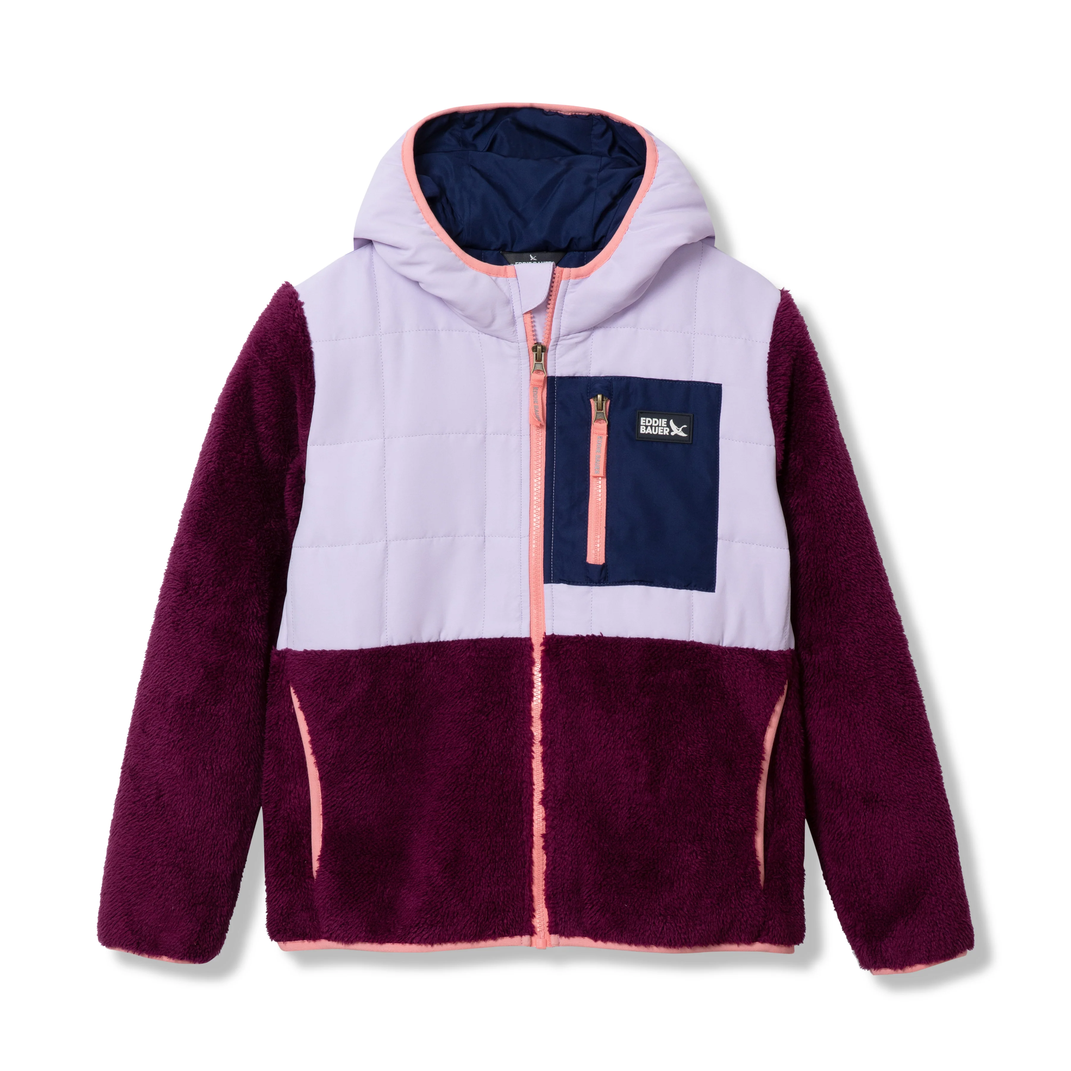Kids Fleece Mixed Media Hooded Jacket - Image 4